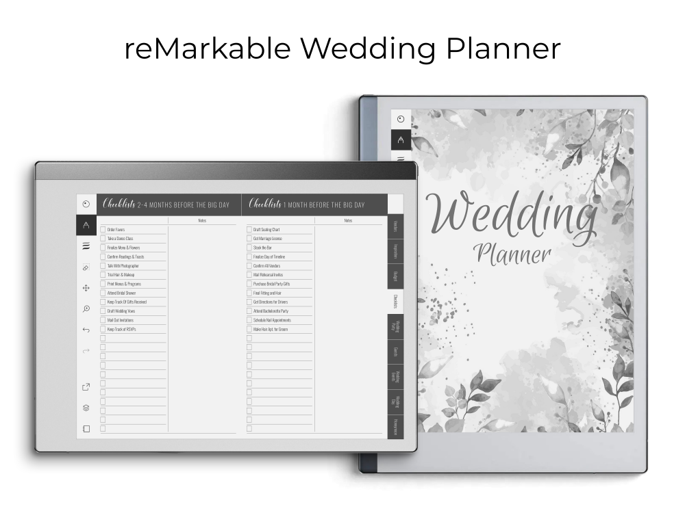 reMarkable Wedding Planner  for GoodNotes, Notability, Noteshelf