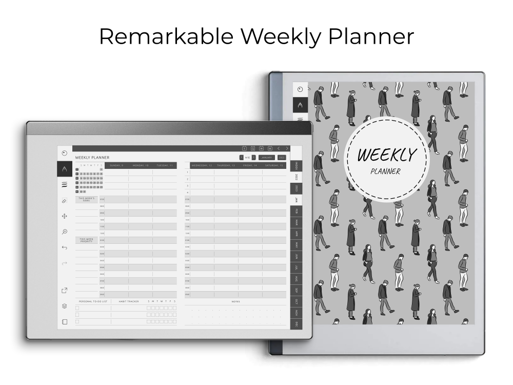 reMarkable Weekly Journal reMarkable Weekly Journal for GoodNotes, Notability, Noteshelf