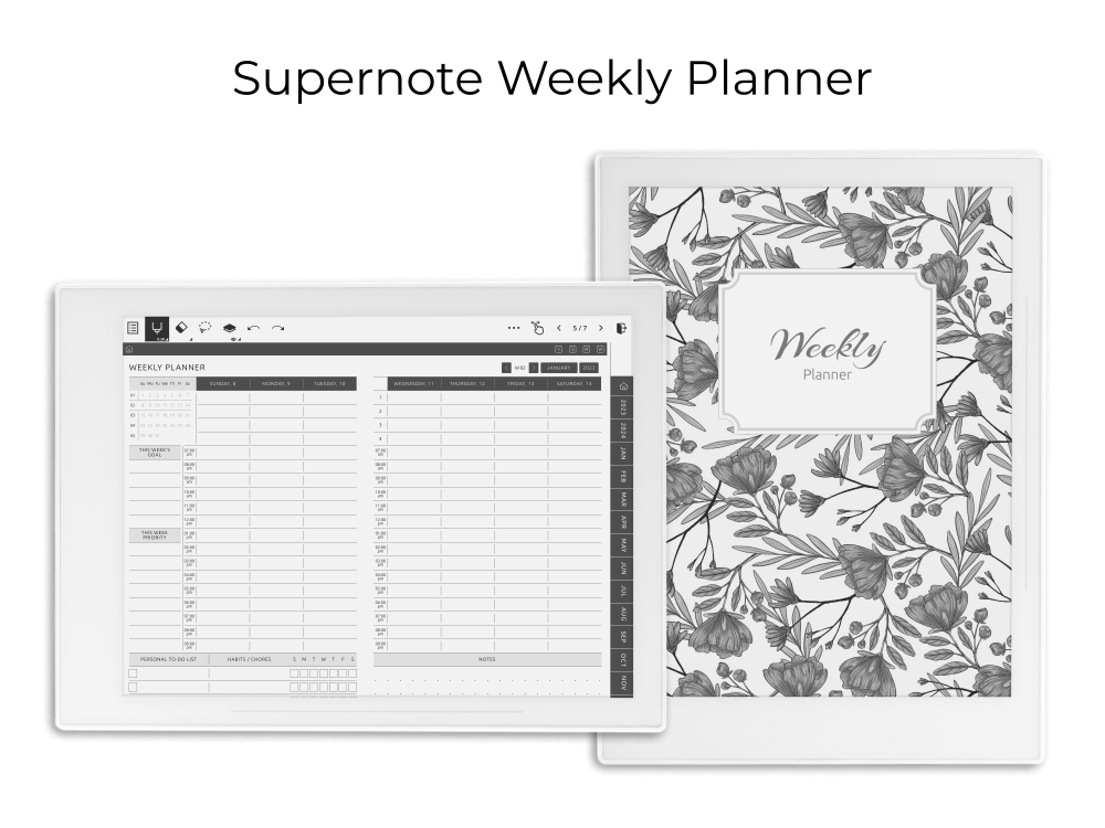 Supernote Weekly Planner for GoodNotes, Notability, Noteshelf