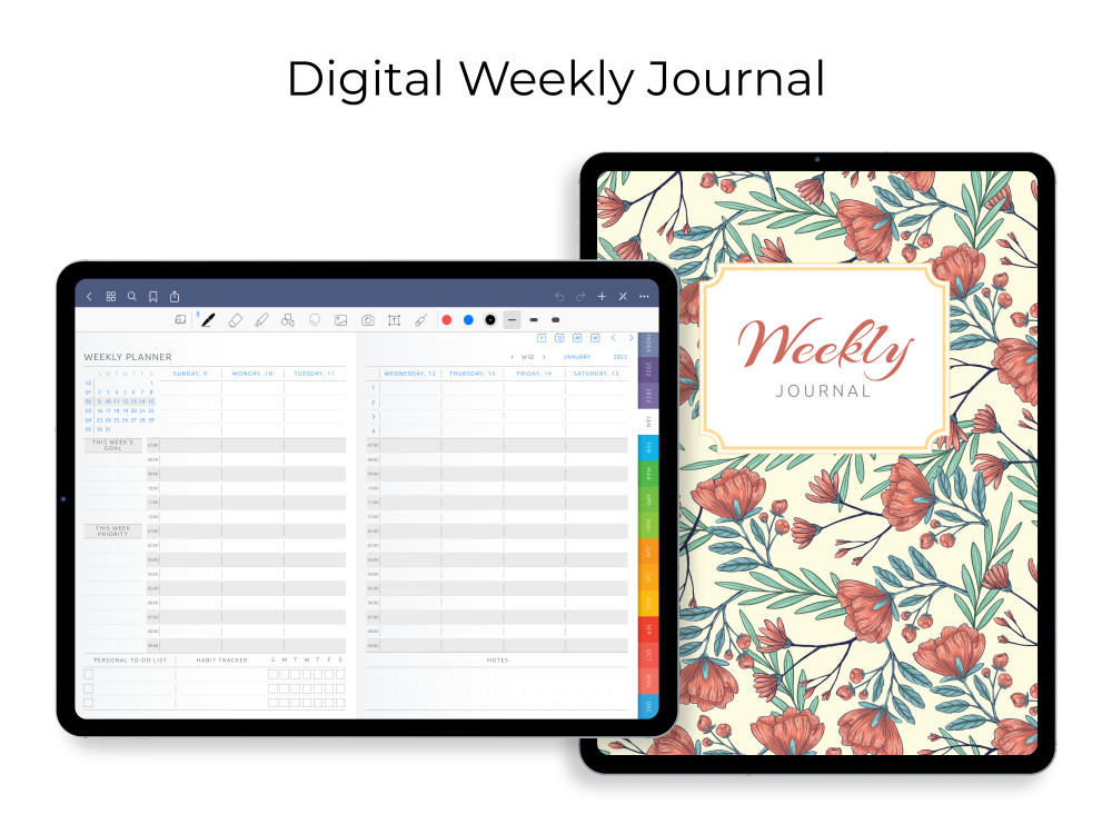 Weekly Digital Journal for GoodNotes, Notability, Noteshelf