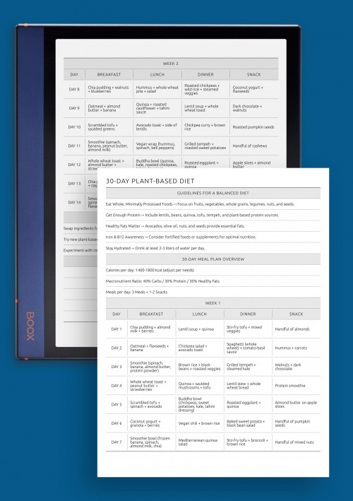 30-Day IBS Meal Plan with Low-FODMAP Foods &amp; Daily Menu template for BOOX Note