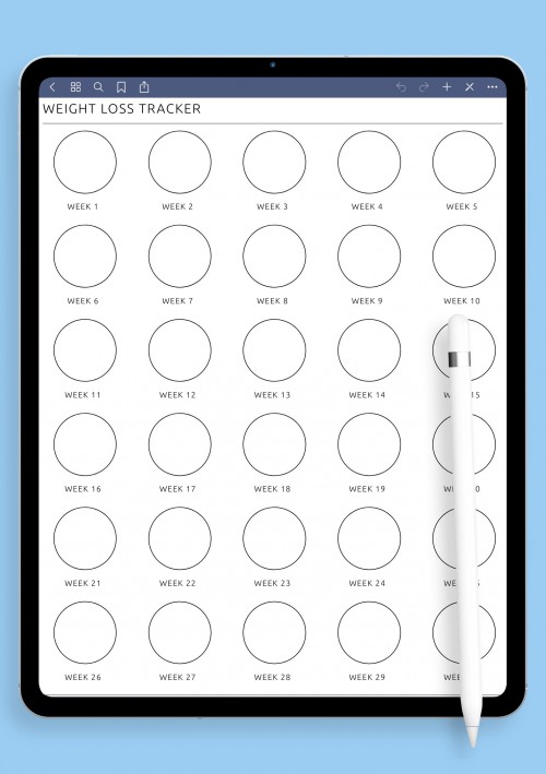 30-Week Weight Loss Tracker template for GoodNotes