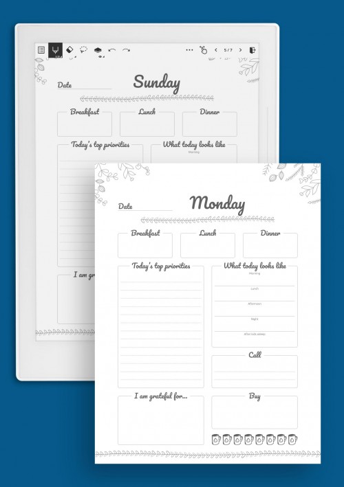 7 Days Weekly Planner template for Supernote