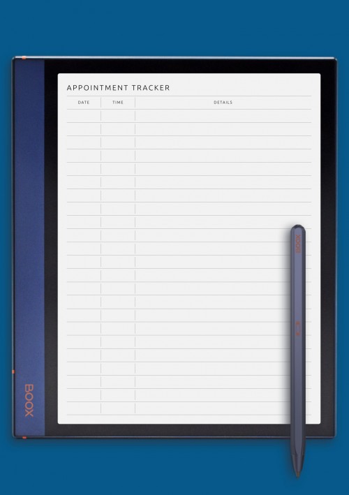 Appointment Tracker Template for BOOX Note