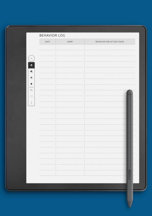 Kindle Scribe Behavior Log Template