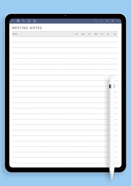 Blank Meeting Notes Template for iPad