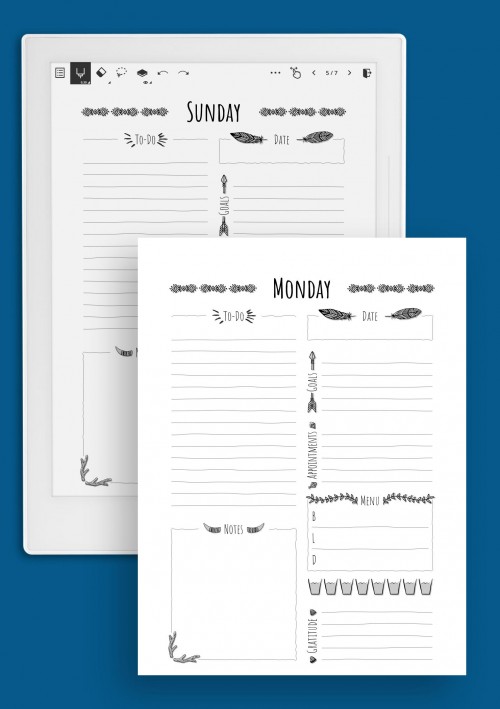 Boho Style Weekly Planner Template for Supernote A5X