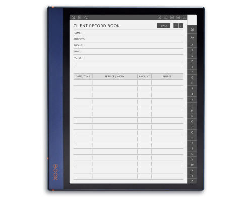 ONYX BOOX - Client Record Notebook