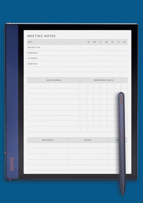 Business Meeting Notes Template for BOOX Note