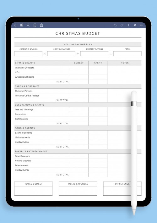 GoodNotes Christmas Budget - Original Style Template