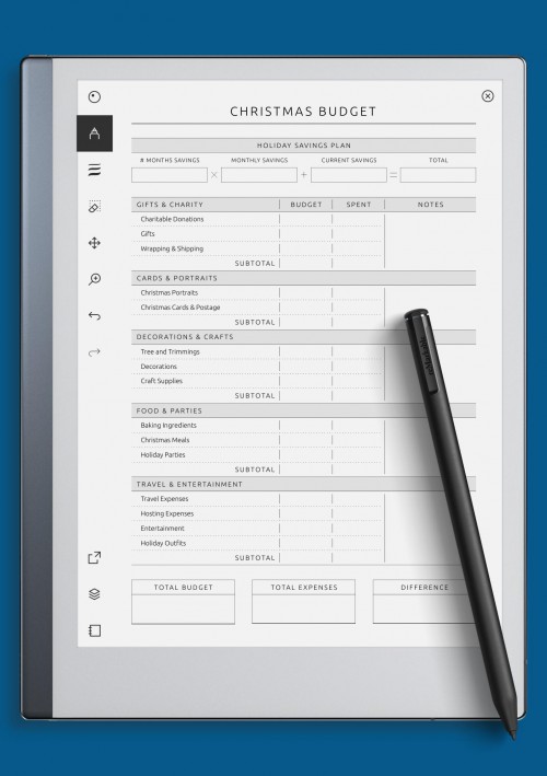 reMarkable Christmas Budget - Original Style Template