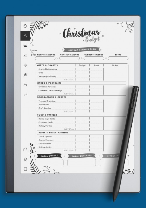 reMarkable Christmas Style - Christmas Budget Template