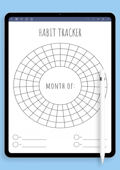 Circular Monthly Habit Tracker Template for Notability