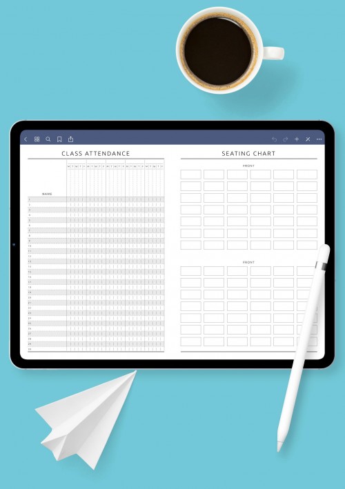 iPad & Android Template Class Attendance & Seating Chart - Original Style