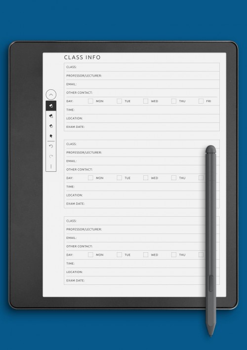 Class Info Template for Kindle Scribe