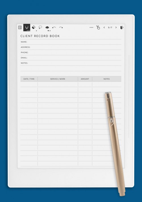 Client Record Book Template Supernote A6X