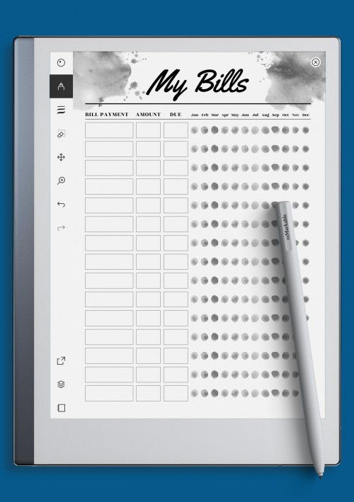 reMarkable Monthly Budget Template Aquarelle 