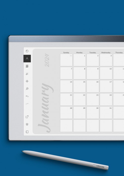 reMarkable Colored Pink Monthly Calendar