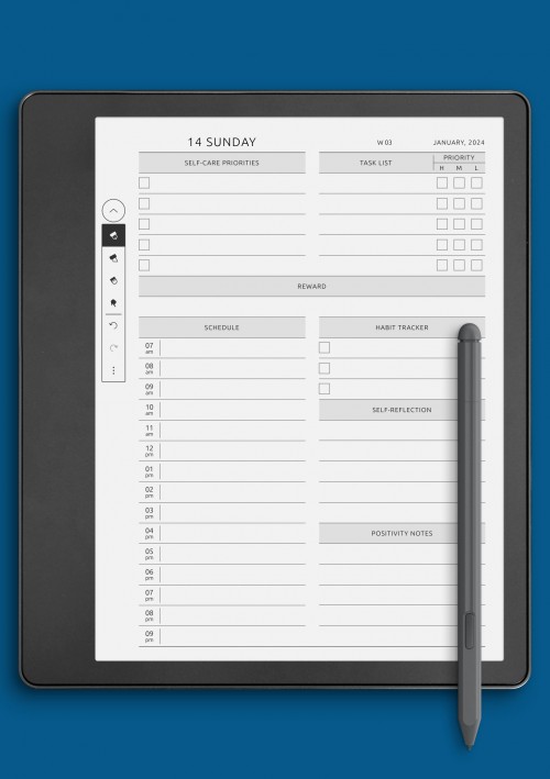 Daily ADHD Wellness Page template for Kindle Scribe