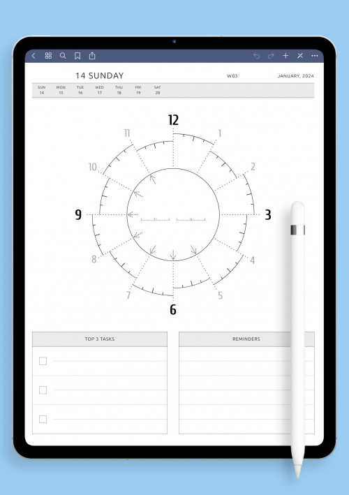 Daily Chronodex Template for iPad
