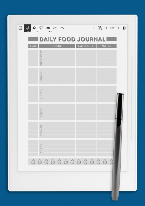 Supernote Daily food journal template