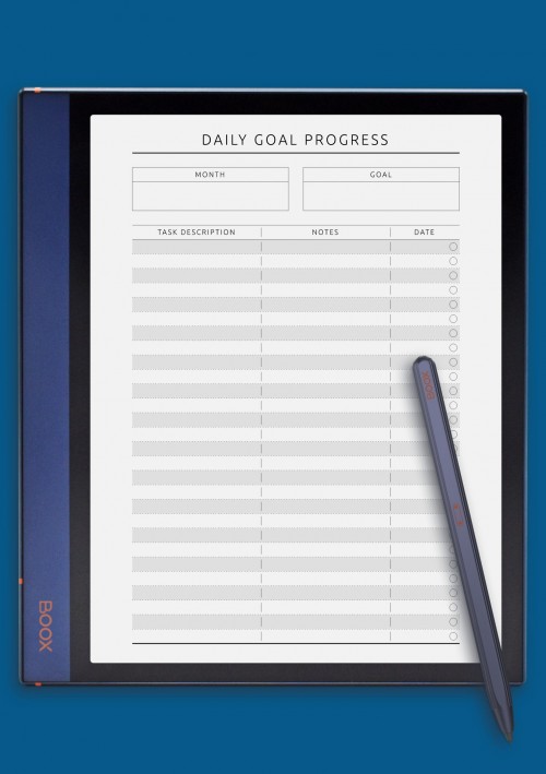 Daily Goal Progress template for BOOX Note