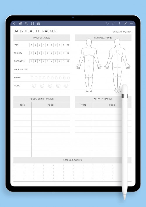 GoodNotes Daily Health Tracker - Male 
