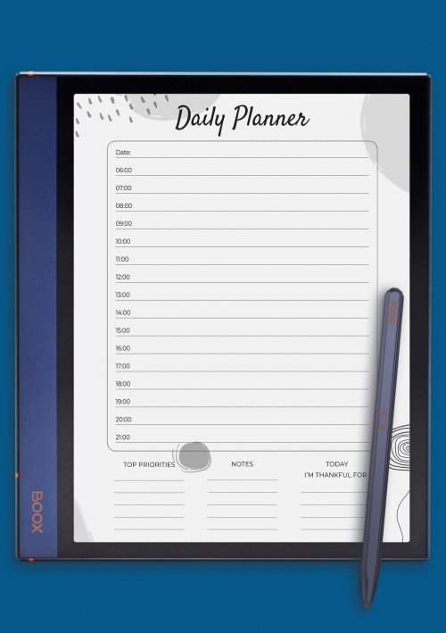 BOOX Note Air Daily Planner with Time Slots Template