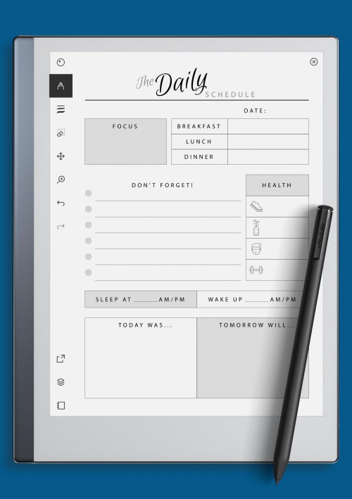 reMarkable The Daily Schedule with Health section