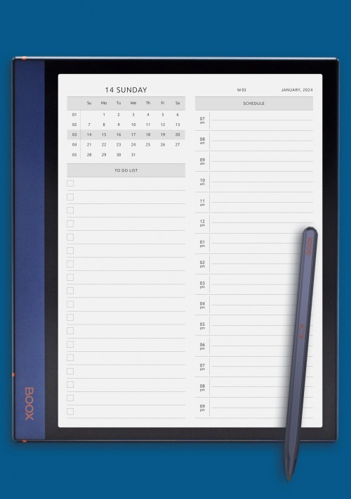 Daily Schedule (Professional) Template for BOOX Note