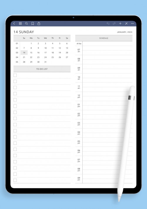 Daily Schedule (Professional) Template for IPad