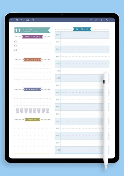 Dated Daily Planner - Casual Style for iPad & Android