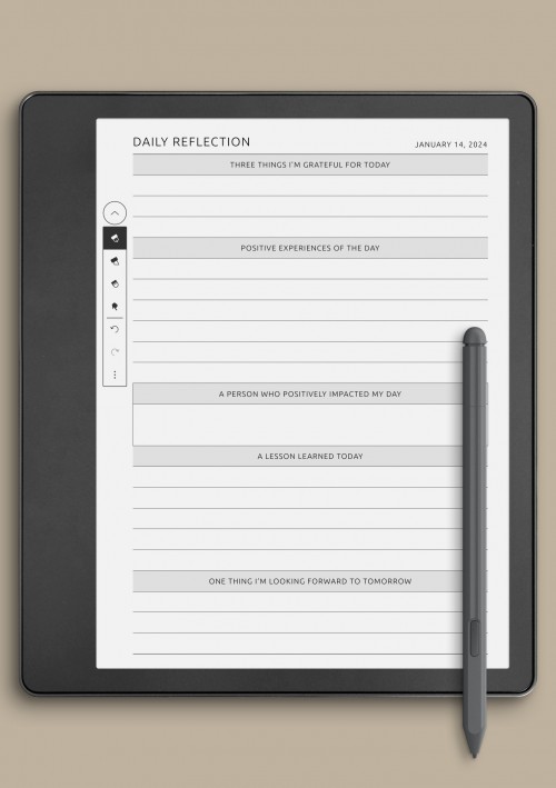 Dated Daily Reflection Template template for Kindle Scribe