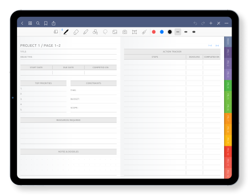 GoodNotes Project Planner with Sections