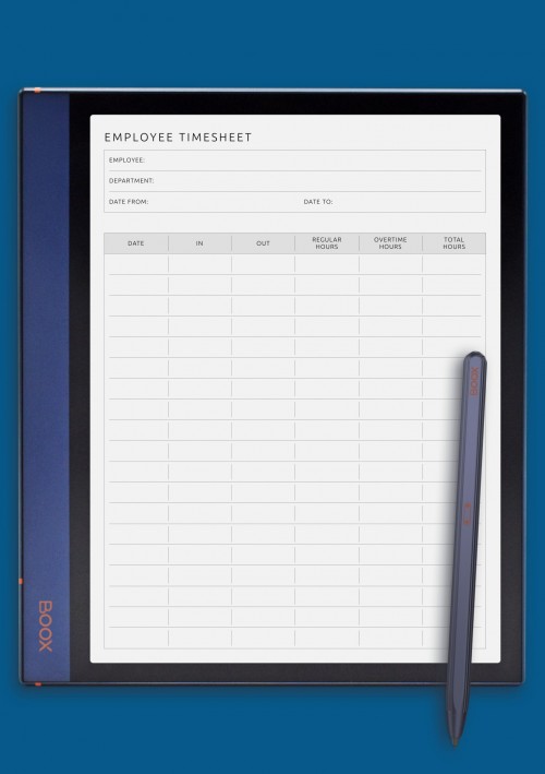 Employee Timesheet Template for BOOX Note
