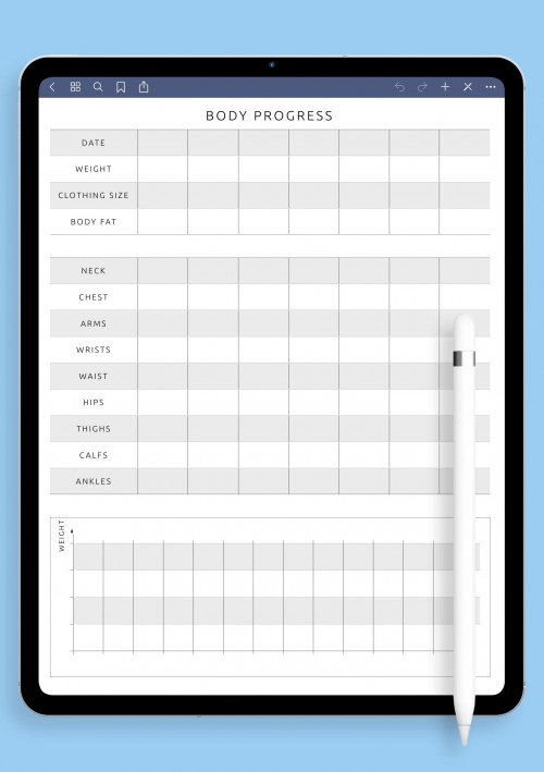 GoodNotes Fitness Body Progress Template