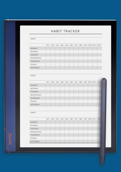 Fitness Habit Tracker Template for BOOX Note