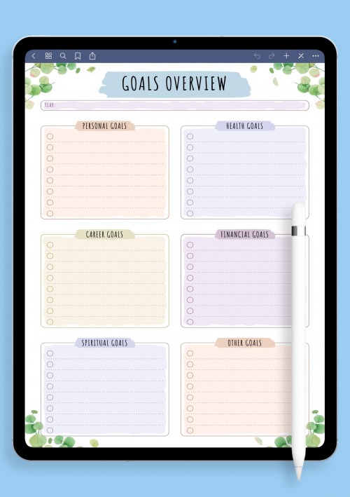 Goals Overview - Floral Style for iPad