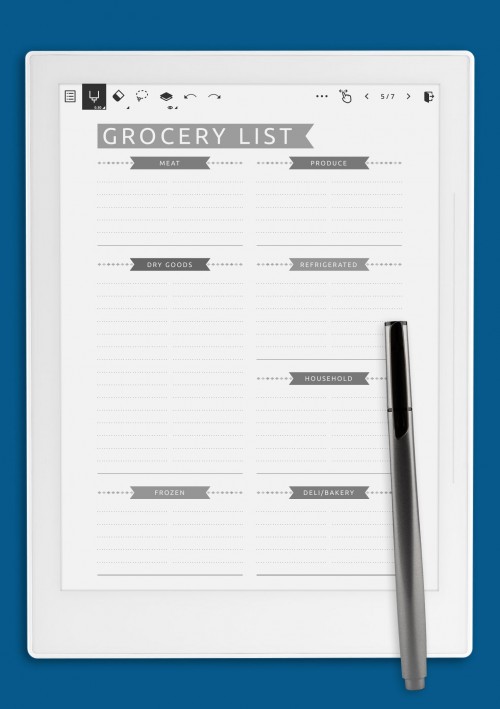 Supernote Grocery List - Casual Style