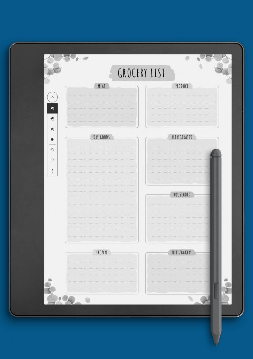 Kindle Scribe Grocery List - Floral Style