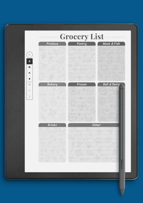 Grocery list template for Kindle Scribe