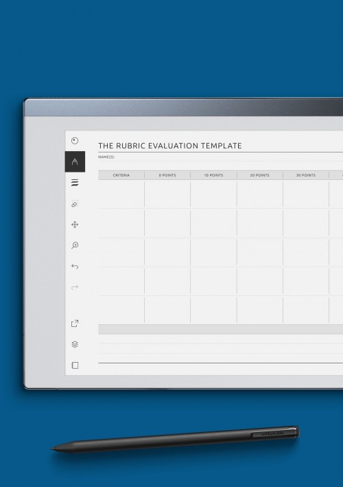 reMarkable The Horizontal Rubric Evaluation Template with Notes