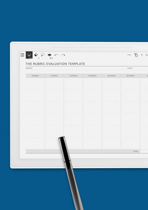 The Horizontal Rubric Evaluation Template for Supernote