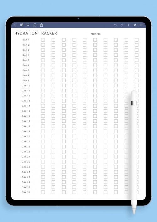 iPad Pro Hydration Tracker Template