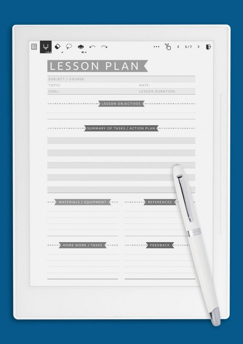 Lesson Plan - Casual Style Template for Supernote A5X