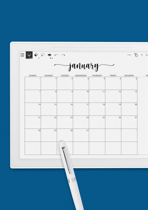 Monthly Calendar with Notes Template for Supernote