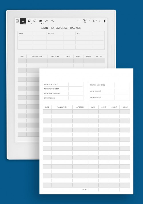 Supernote Monthly Expense Tracker Template