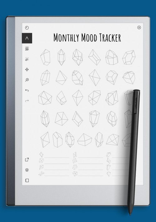 reMarkable Monthly Mood Tracker - Crystals