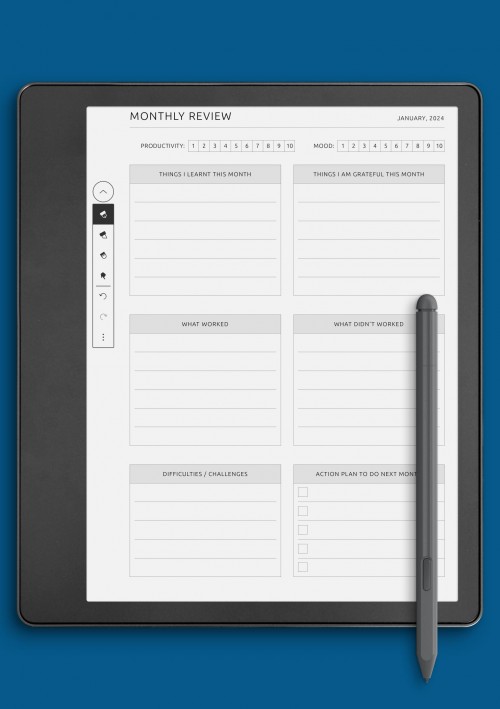 Kindle Scribe Monthly Review Template