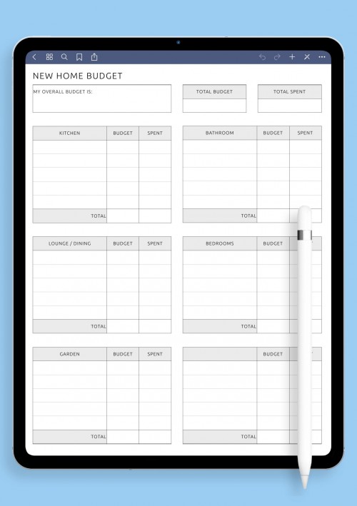 New Home Budget template for GoodNotes